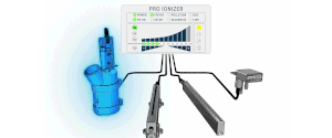 Das Bild zeigt den Eltex PRO IONIZER, der durch sein flexibles VARIO-System ermöglicht, bis zu vier Entladekomponenten über separate Kanäle einzeln und unabhängig voneinander zu überwachen. Ideal für diverse Anwendungen wie Entladeelektroden, Ionenblasdüsen und Reinigungssysteme.